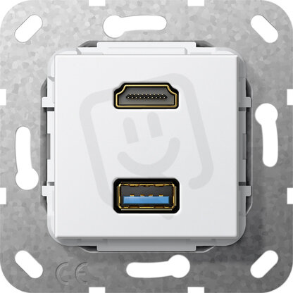 HDMI USB 3.0 A krátký kabel vložka čistě bílá GIRA 567903