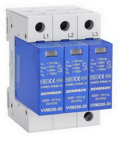 Svodič přepětí, set 3+0 TNC, třída II (C) 255V, In 20kA SCHRACK IS111330--