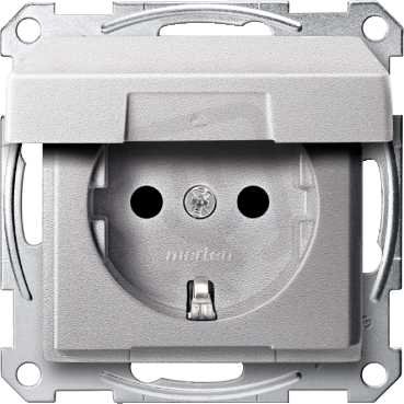 Merten Zásuvka 250V/16A SCHUKO s víčkem IP20 System M Aluminium MTN2310-0460
