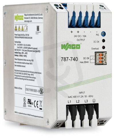 Spínaný napájecí zdroj Eco 3fáz. 24V DC 10 A Kontakt DC OK WAGO 787-740