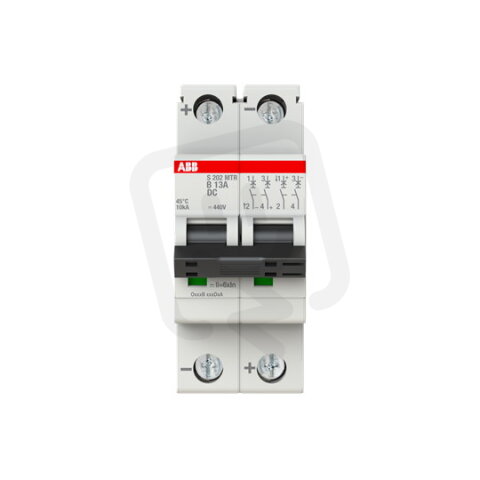 ABB S202MTR-B13 DC, dvoupólový jistič, 13A, B, 10kA, určeno pro drážní aplikace