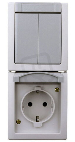 Kombinace spínače č.5 a zásuvky SCHUKO, vertikální, IP54 SCHRACK EV211004--