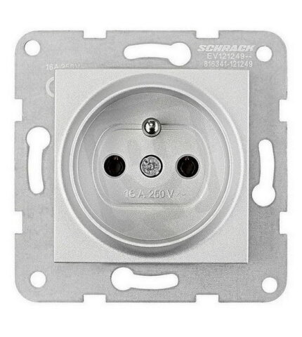 Zásuvka ČSN, bezšroubové svorky, stříbrná SCHRACK EV121249--