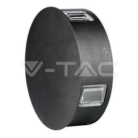 5W LED Wall Light Black Body Round 3000K IP65 V-TAC SKU218215