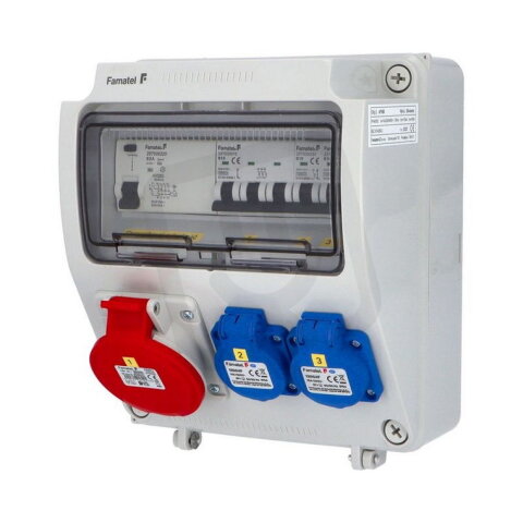 Zásuvková skříň FAMATEL vf165-4pol IP54 jištěná s chráničem 63/4/003-A