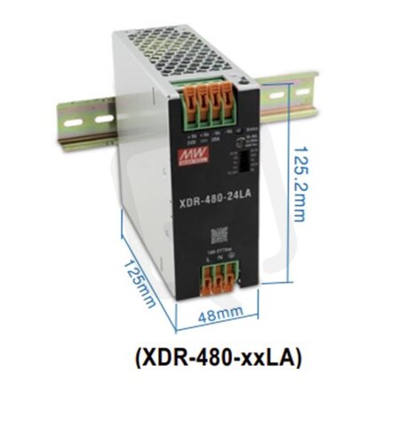 Napájecí zdroj na DIN 480W 12V MEAN WELL XDR-480-12LA