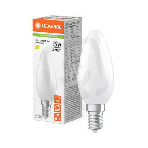 LEDCLB40GLOWDIM3.4W930 FILFR E14 P LEDV