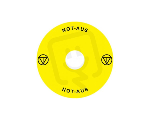 Štítek nouzového zastavení NOARK pro Ex9P1 H, samolepicí, žlutý, průměr 90mm, DE