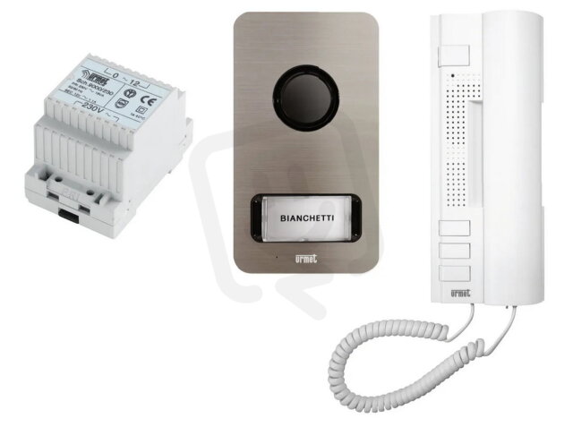Souprava 2-vodič. domovního telefonu pro 1 účastníka, tel. 1134 bílý, zdroj 9000