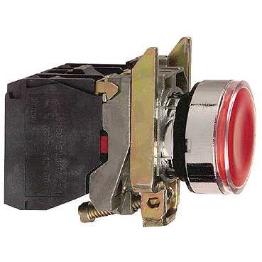 Schneider xB4BW3465 Ovládač stiskací prosvětlený,lícující,1 Z+1V,250V,rudý