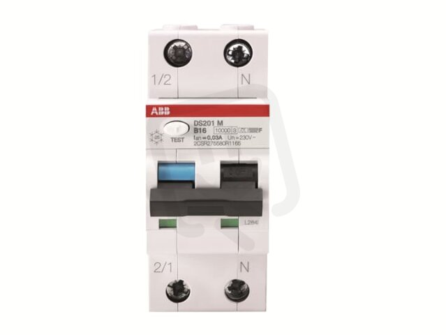ABB DS201 M C13 F30 kombinace jistič/chránič 2P (1P+N) 13A 30mA C 10kA F
