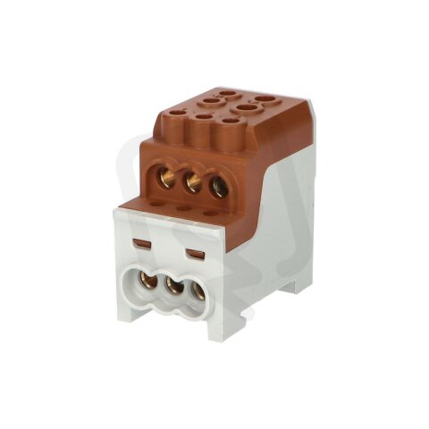Blok pro rozdělení fází UVB 200 L B 1pól. 200A 1000V hnědý na DIN 1006067