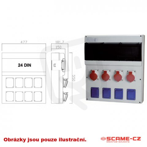 SCAME Zásuvková rozvodnice s chráničem D581 2x230V, 3x16A/5p, 3x32A/5p