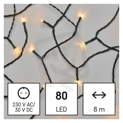 LED vánoční řetěz, 8 m, venkovní i vnitřní, vintage, časovač EMOS D4AV02