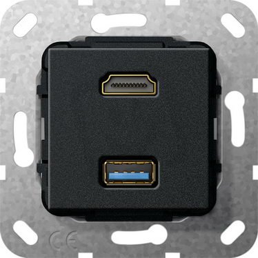 HDMI USB 3.0 A krátký kabel vložka černá m GIRA 567910