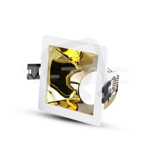 GU10 Fitting White+Gold Square, VT-875 V-TAC SKU3166