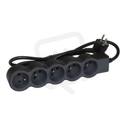 PRODLUŽOVACÍ PŘÍVOD ZÁSUVKA 5X2P+T, KABEL 3 M, ČERNÁ/TMAVĚ ŠEDÁ LEGRAND 049493