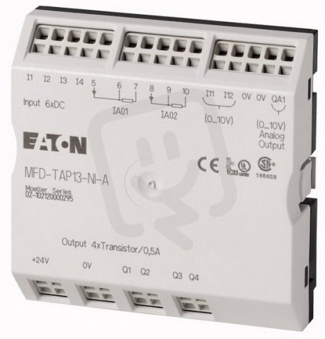 Eaton 106047 Jednotka I/O,24VDC,6 vstupů,4 výst.tranz.,1AO, 2 tepl.moduly