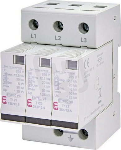 Kompaktní svodič přepětí ETITEC VS T12 255/12,5 3+0 3p síť TNC ETI 002442923