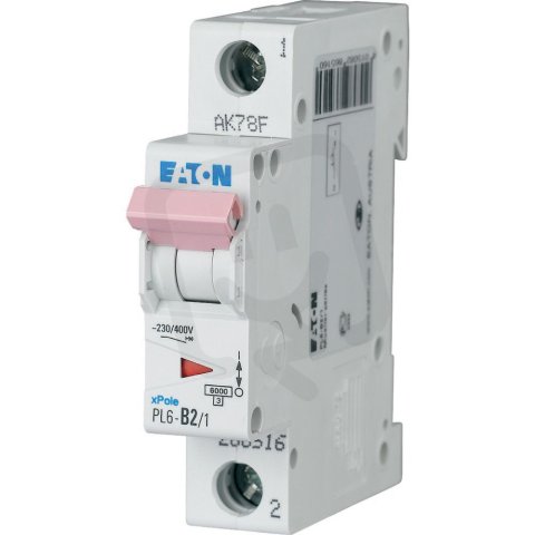 Jistič PL6-D2/1 char D, 1-pólový, 6kA, 2A EATON 286540