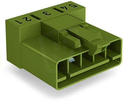 Konektor na desky plošných spojů, úhlové, 5pól., světle zelená