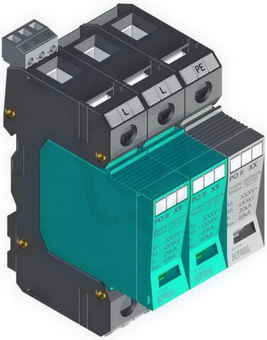 Přepěťová ochrana PO II 2+1 R 280V/40kA, modulární, vyměnitelná, C+D