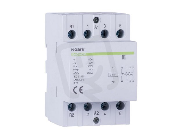 Instalační stykač NOARK 102419 EX9CH40 40 A, ovl. 24 V, 4 NO kontakty