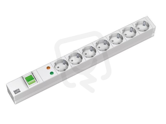 Bachman 333.405 19'' 1U 7xCEE7/3 1xswitch 1xOVP power 2,0m CEE7/7