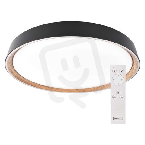 LED přisazené svítidlo ILVI, kruhové 30W, stmívání+CCT, černá+dřevo EMOS ZM5116