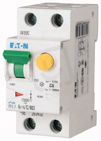 Chránič s jističem 10A PFL7-6/1N/B/003-A 1+N B 0.03A 6A EATON 263431