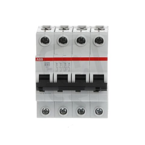 S204-B80 4 fázový jistič 80A char. B 6kA ABB 2CDS254001R0805