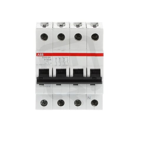 ABB S203-K50NA jistič 3F odpojení N vodiče (3+NA) 50 A char. K 6kA