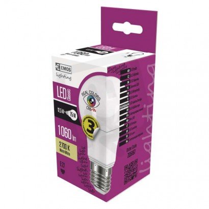 LED žárovka Classic A60 12,5W(75W) 1060lm E27 WW Ra96 ZQ5157 Emos teplá bílá