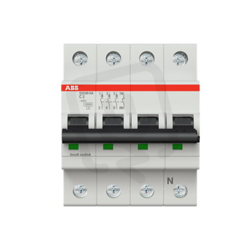 ABB S203M-C2NA jistič 3F odpojení N vodiče (3+NA) 2 A char. C 10kA