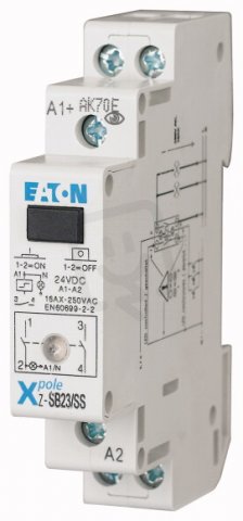 Eaton 265303 Impulsní relé, tlačítko+LED, 24 V=, 2zap.kont. Z-SB23/SS