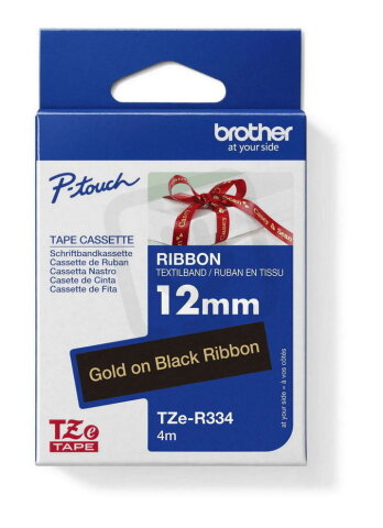 Páska BROTHER TZe-R234 černá/zlatá (12mm, 4m, textilní)