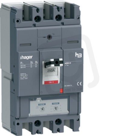 Kompaktní jistič h3+ x630 TM 25 kA, 3-pólový, In 250 A HAGER HHJ250DR