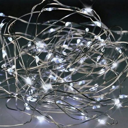 Vánoční řetěz stříbrný, 30x mini LED, 3m, 3 x AA, studené světlo SOLIGHT 1V55-W