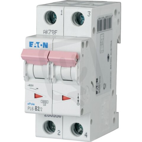 Jistič PL6-D2/2 char D, 2-pólový, 6kA, 2A EATON 286574