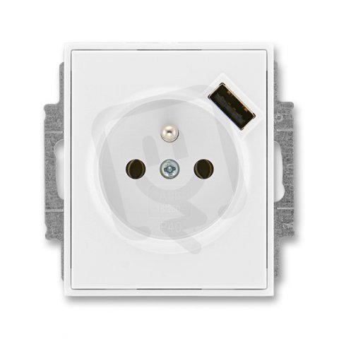 Zásuvka s clonkami s USB nabíjením 5569E-A02357 03 bílá/bílá Element Time ABB