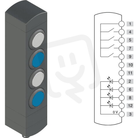 Ovládací jednotka BN 4 prvky (konfigurace A42) Konektor M12,12 pólů, IP65