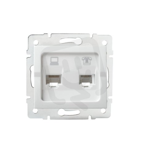 Zásuvka datová-telefonní LOGI RJ45Cat 5e + RJ11 25112 Kanlux bílá