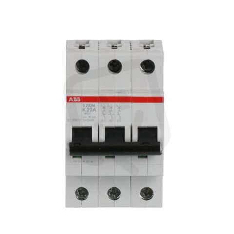 S203M-K20 3 fázový jistič 20 A char. K 10kA ABB 2CDS273001R0487