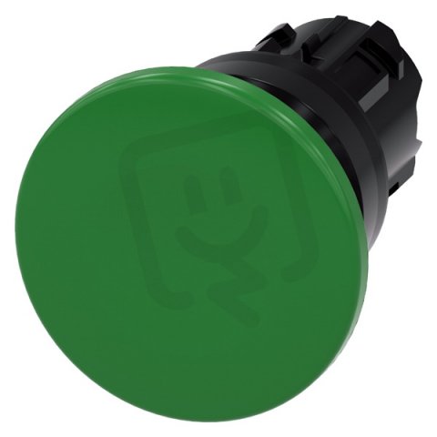 hřibové tlačítko, 22 mm, kulaté, materiál: plast, barva: zelená, 40 mm, vratné