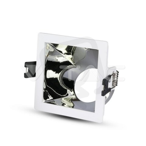 GU10 Fitting White+Chorme Square, VT-875 V-TAC SKU3168