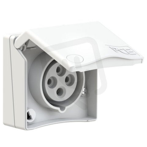zásuvka vestavná designová, 4P, 16A/400V,6h, IP44, bílá PCE PC-844-6v