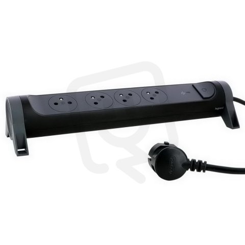 PRODLUŽOVACÍ PŘÍVOD 4X2P+T PŘEP. OCHRANA VYP/ZAP KABEL 1,5M ČERNÁ/TMAVĚ ŠEDÁ