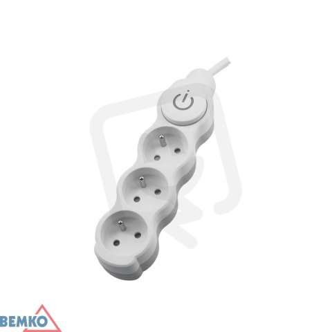 Prodlužovací přívod 3x2p+Z, 250V, 3x1,5mm, 16A bílá 1,5m s vypínačem