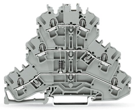 Svorka pro moduly třípatrová s diodou 1N4007 šedá 2,5mm2 WAGO 2002-3211/1000-676