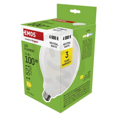 LED žárovka Filament G125 E27 11 W (100 W) 1521 lm neutrální bílá EMOS ZF2D63
